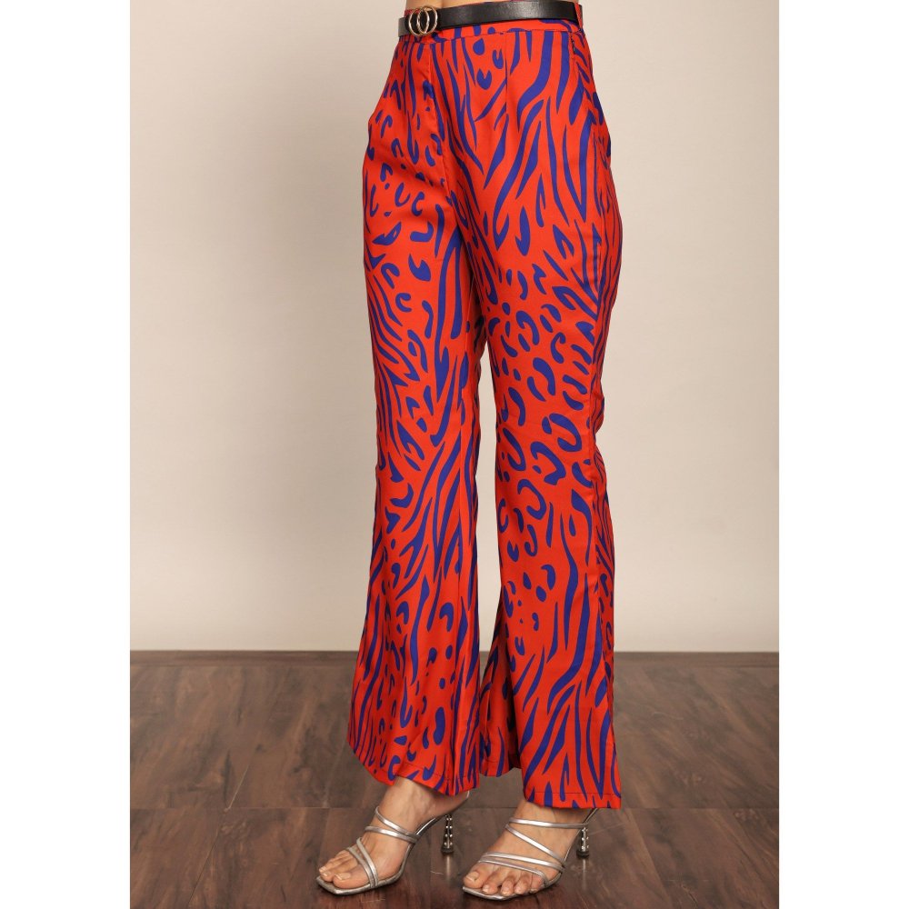 Kaori By Shreya Red And Black Relaxed 2 Pockets Pant