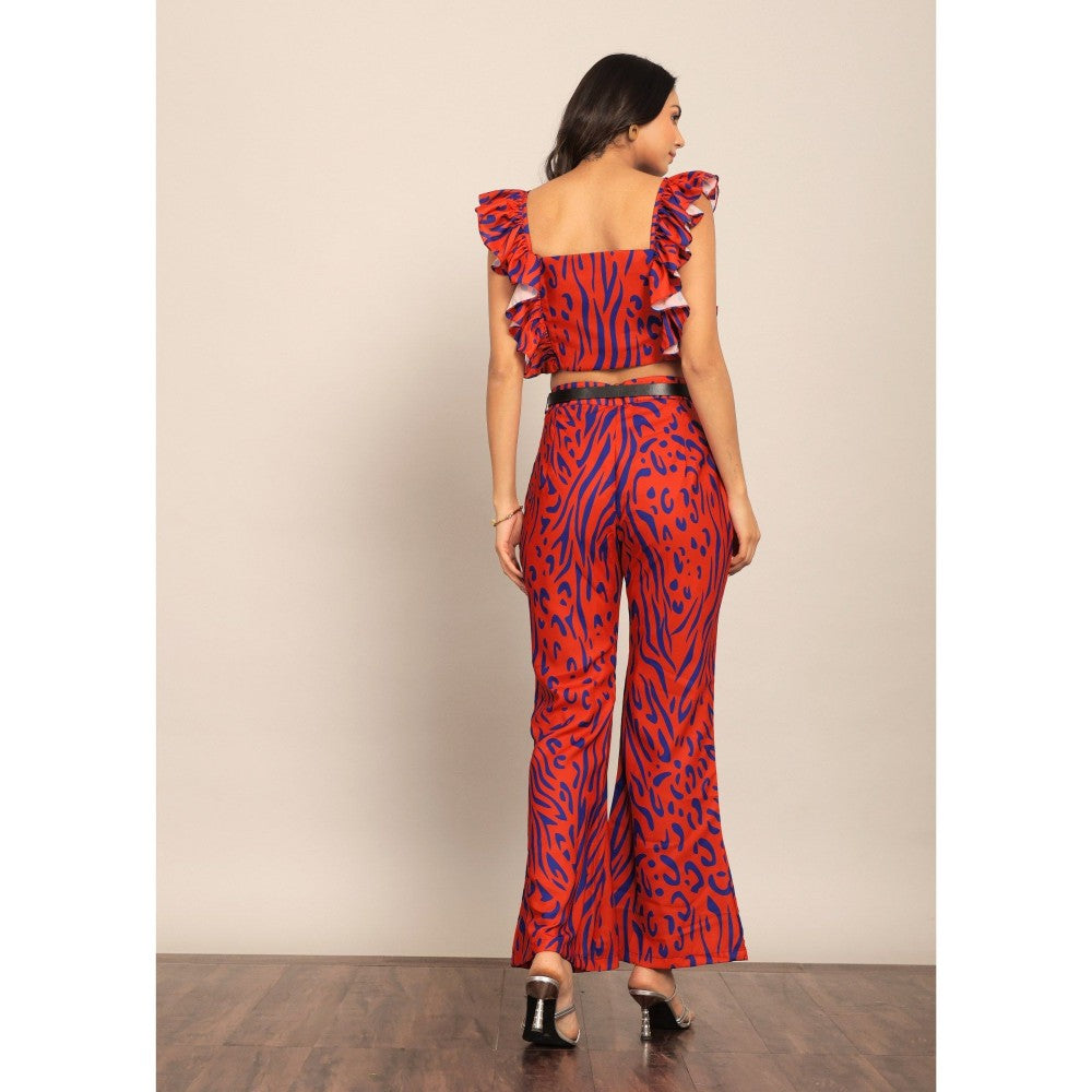 Kaori By Shreya Red And Black Relaxed 2 Pockets Pant