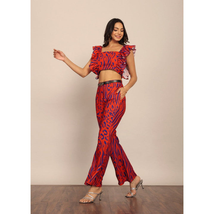 Kaori By Shreya Red And Black Relaxed 2 Pockets Pant