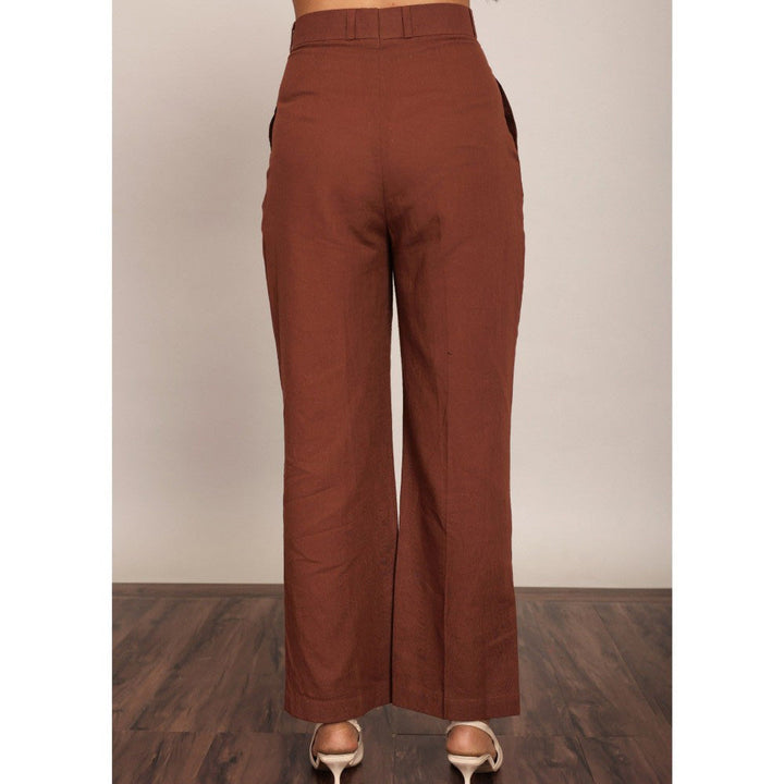 Kaori By Shreya Brown Solid Relaxed Trouser With 2 Pockets