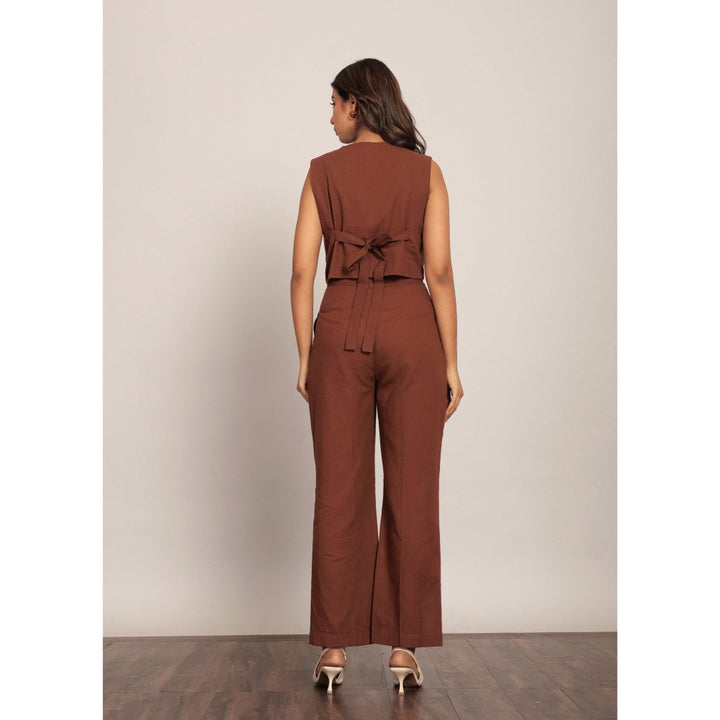 Kaori By Shreya Brown Solid Relaxed Trouser With 2 Pockets