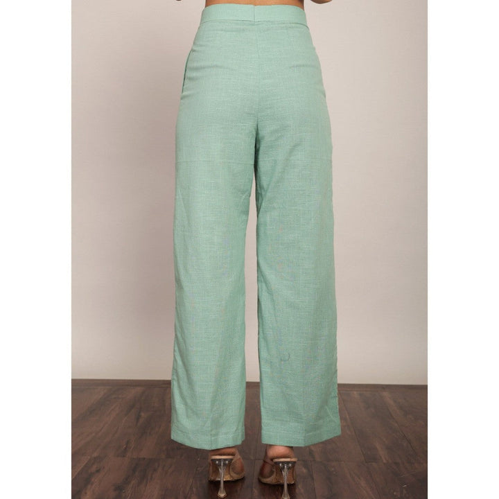 Kaori By Shreya Mint Green Solid Relaxed Flared Trouser