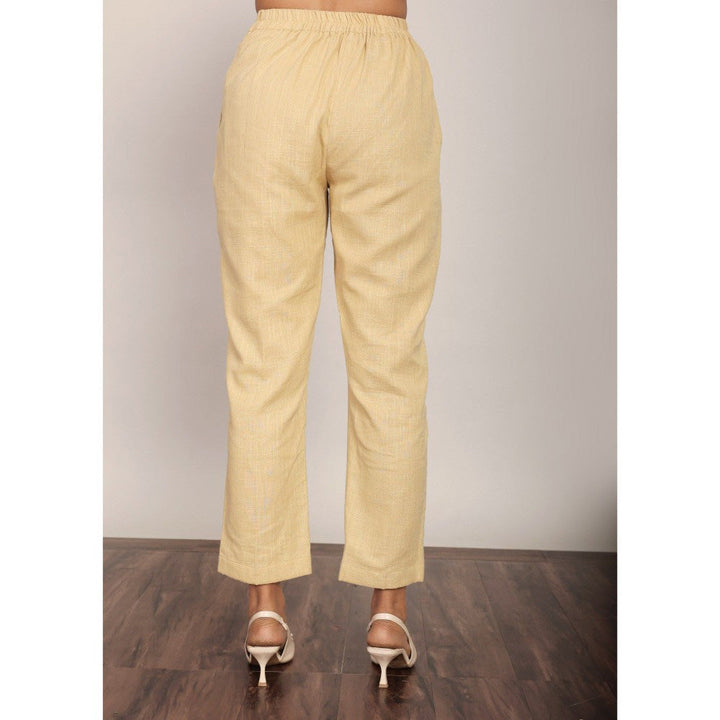 Kaori By Shreya Beige Solid Relaxed Pant With 2 Pockets