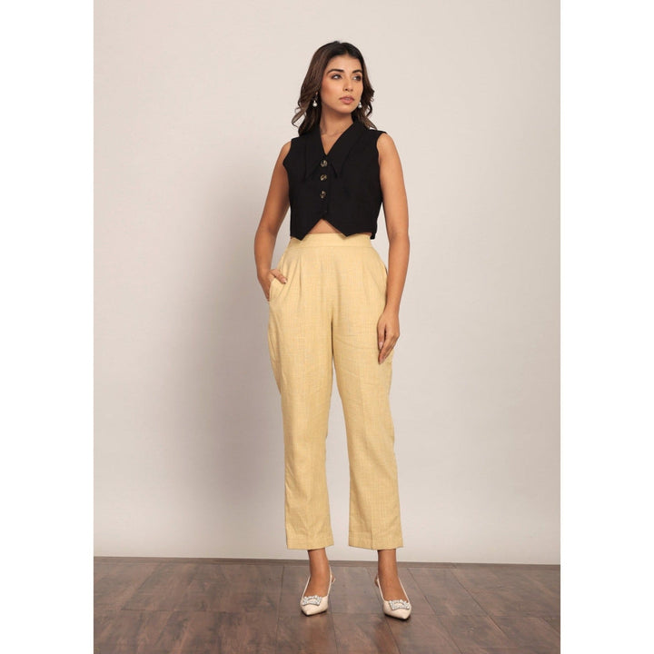 Kaori By Shreya Beige Solid Relaxed Pant With 2 Pockets