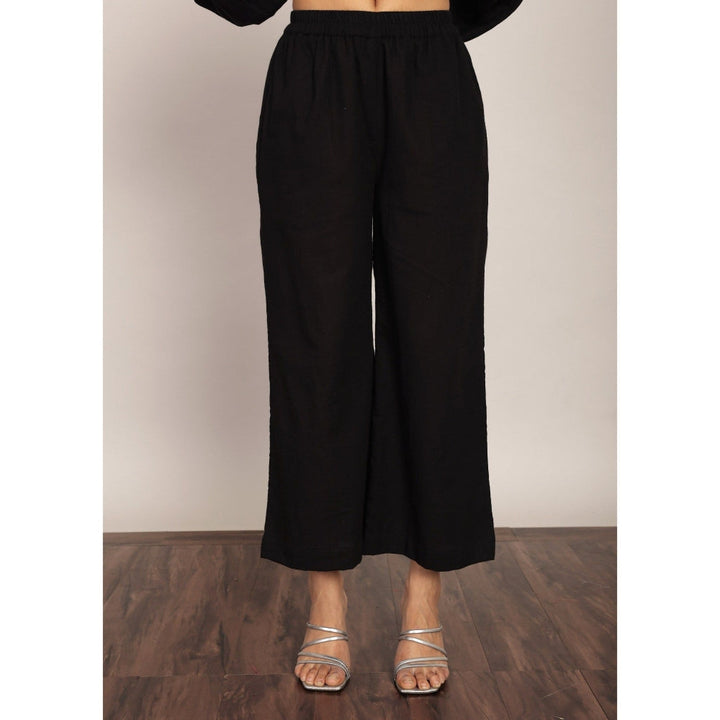 Kaori By Shreya Black Solid Relaxed Palazzo With 2 Pockets