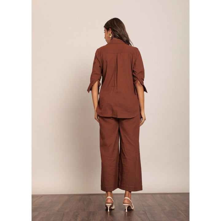 Kaori By Shreya Brown Solid Relaxed Palazzo With 2 Pockets