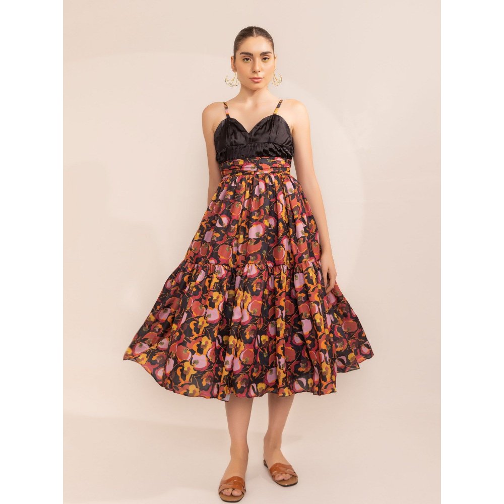 Kaori By Shreya Multi-Color Pleated Bodice Sweetheart Dress