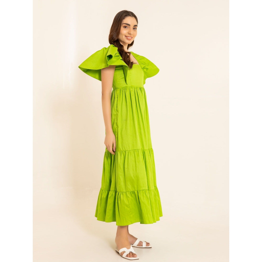 Kaori By Shreya Lime Zest Green Batman Sleeve Maxi Dress