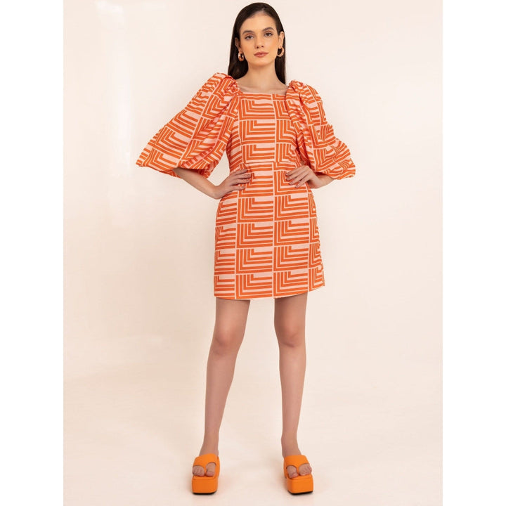 Kaori By Shreya Tangy Orange Bodycon Backless Dress