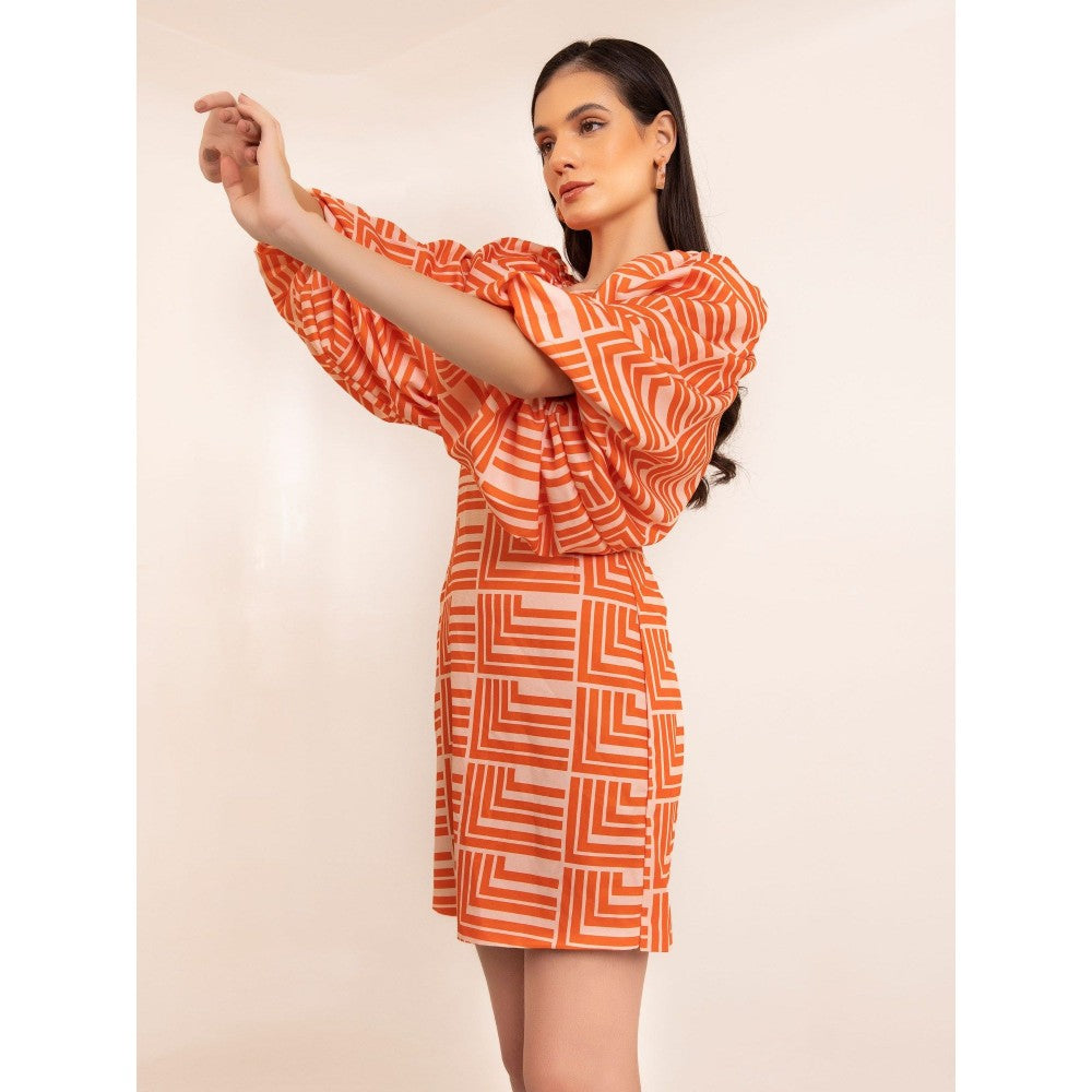 Kaori By Shreya Tangy Orange Bodycon Backless Dress