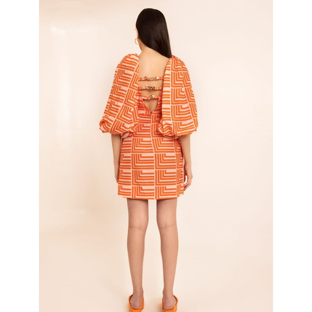 Kaori By Shreya Tangy Orange Bodycon Backless Dress