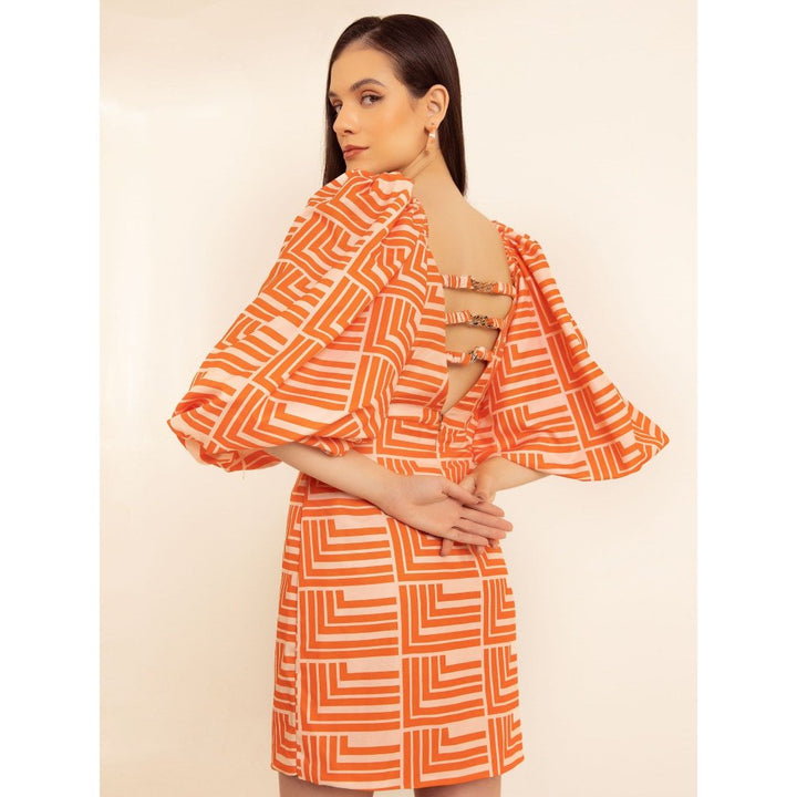 Kaori By Shreya Tangy Orange Bodycon Backless Dress