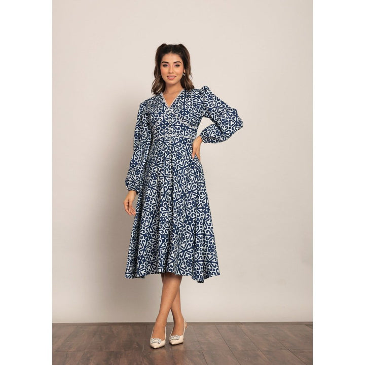 Kaori By Shreya Blue And White Midi Dress