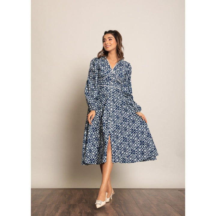 Kaori By Shreya Blue And White Midi Dress