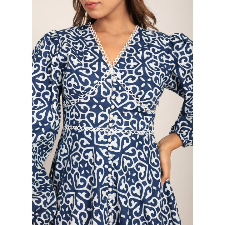 Kaori By Shreya Blue And White Midi Dress