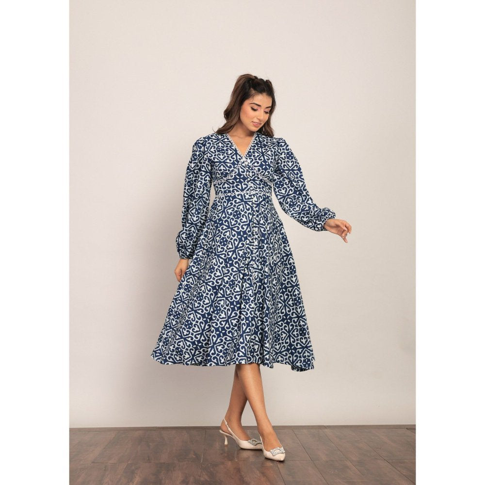 Kaori By Shreya Blue And White Midi Dress