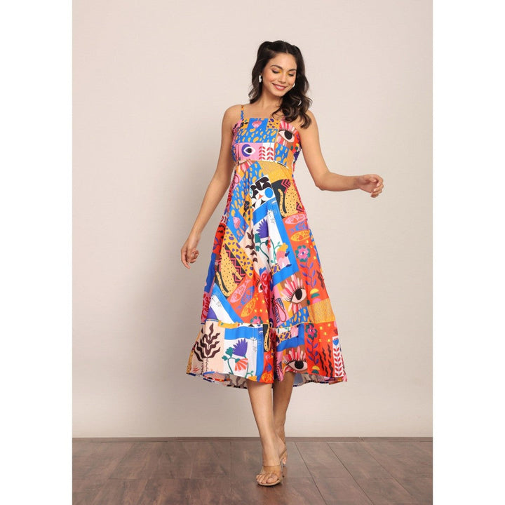 Kaori By Shreya Multi-Color Bust Fitted Midi Dress