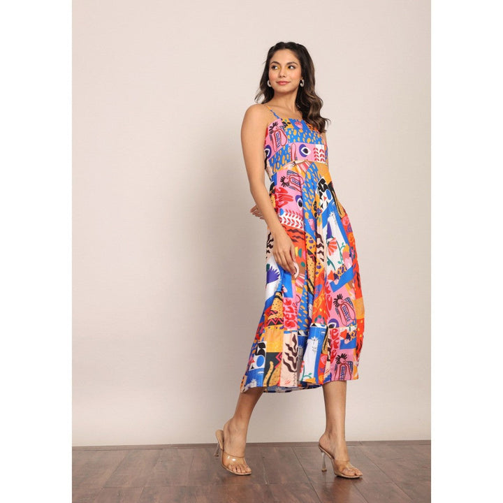 Kaori By Shreya Multi-Color Bust Fitted Midi Dress