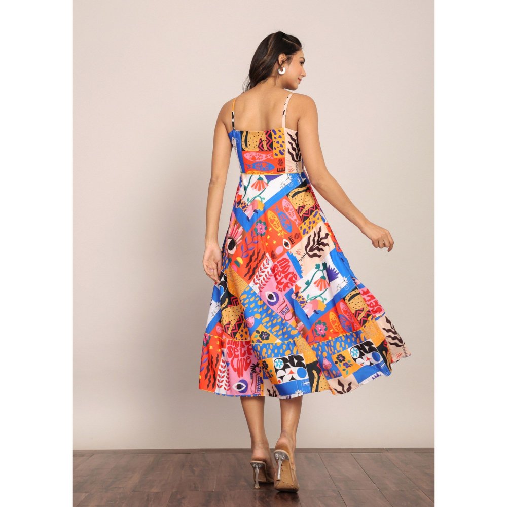 Kaori By Shreya Multi-Color Bust Fitted Midi Dress