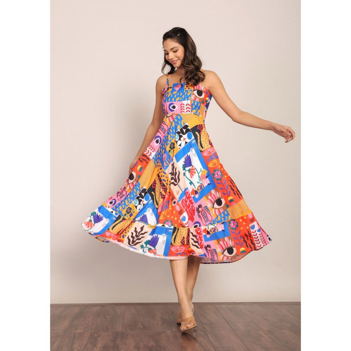 Kaori By Shreya Multi-Color Bust Fitted Midi Dress