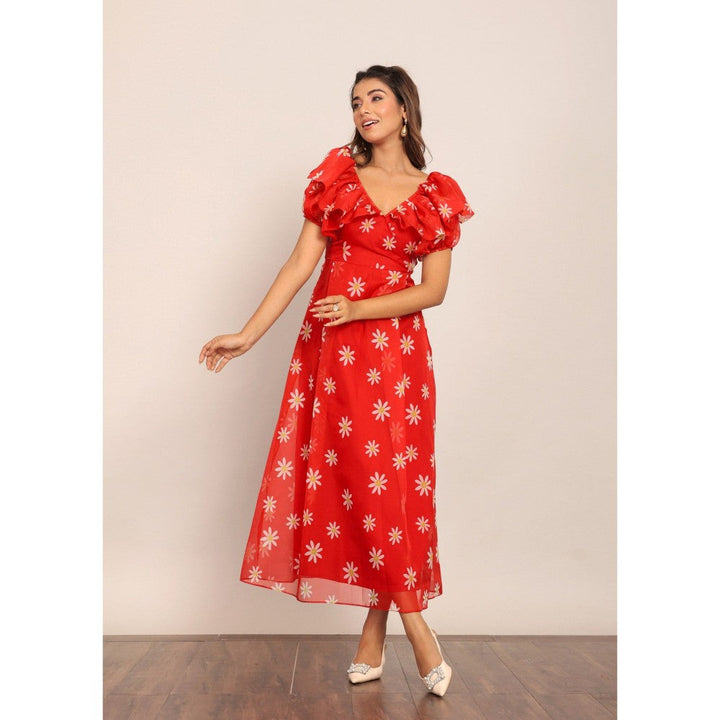 Kaori By Shreya Red And White Floral Summer Maxi Dress