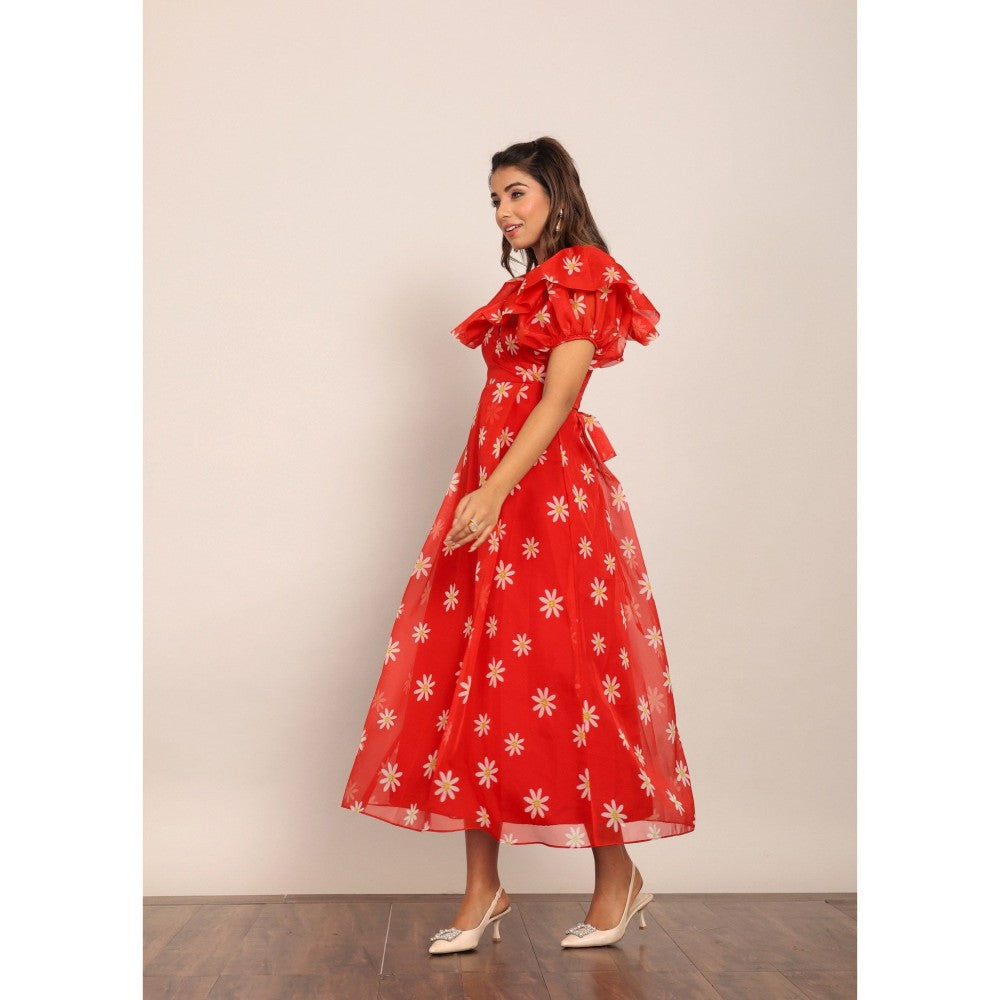 Kaori By Shreya Red And White Floral Summer Maxi Dress