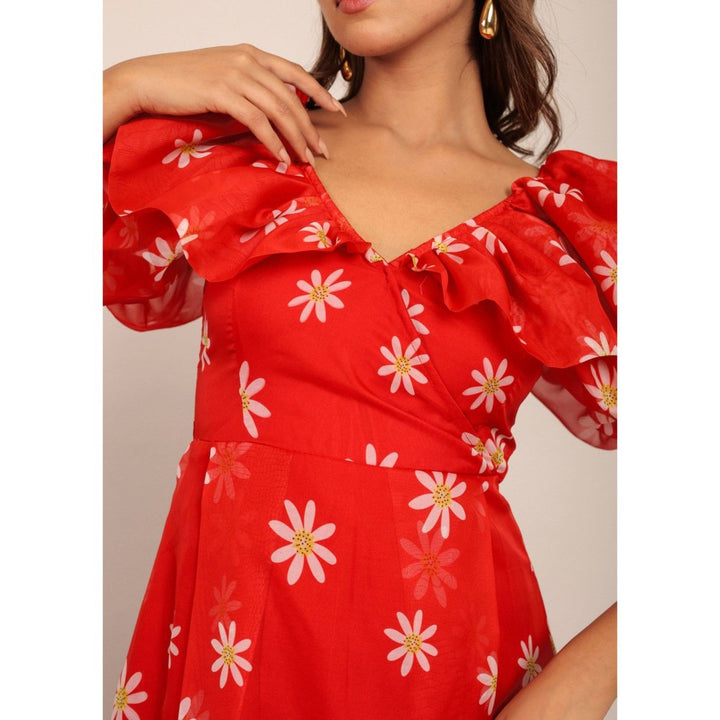 Kaori By Shreya Red And White Floral Summer Maxi Dress