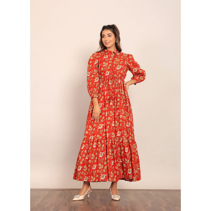 Kaori By Shreya Red Floral Printed Maxi Dress