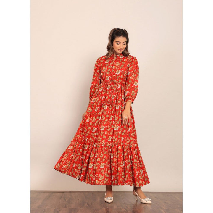 Kaori By Shreya Red Floral Printed Maxi Dress