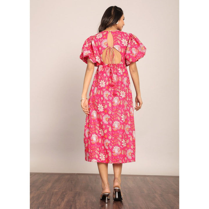 Kaori By Shreya Pink And White Floral Midi Dress