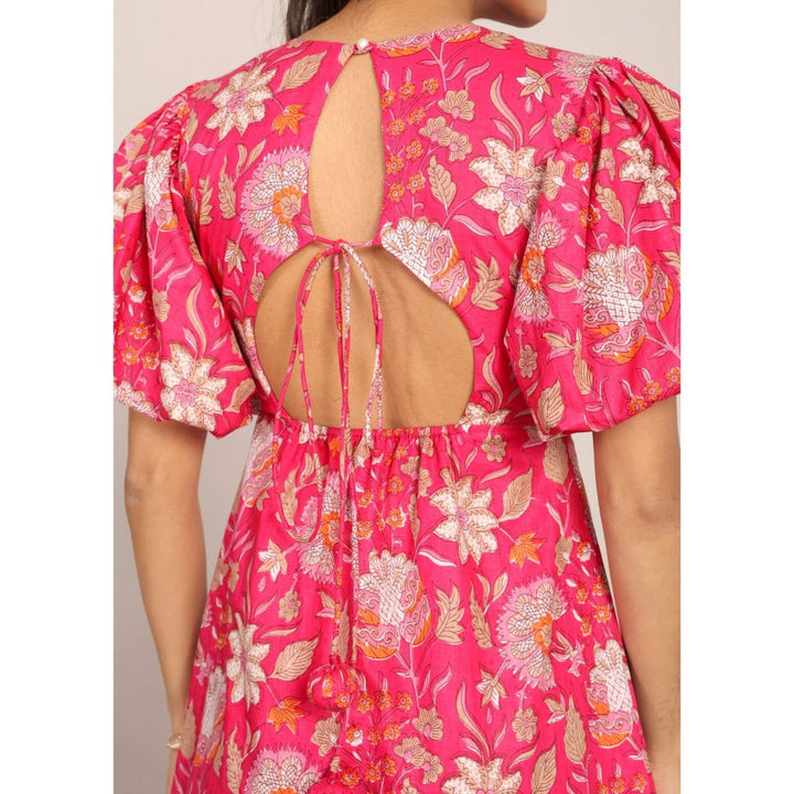 Kaori By Shreya Pink And White Floral Midi Dress