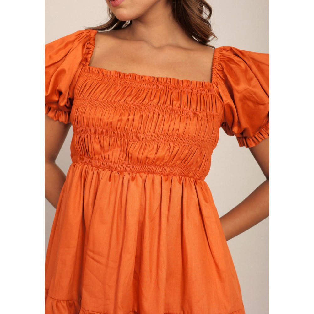 Kaori By Shreya Orange Solid Bust Fitted Short Dress