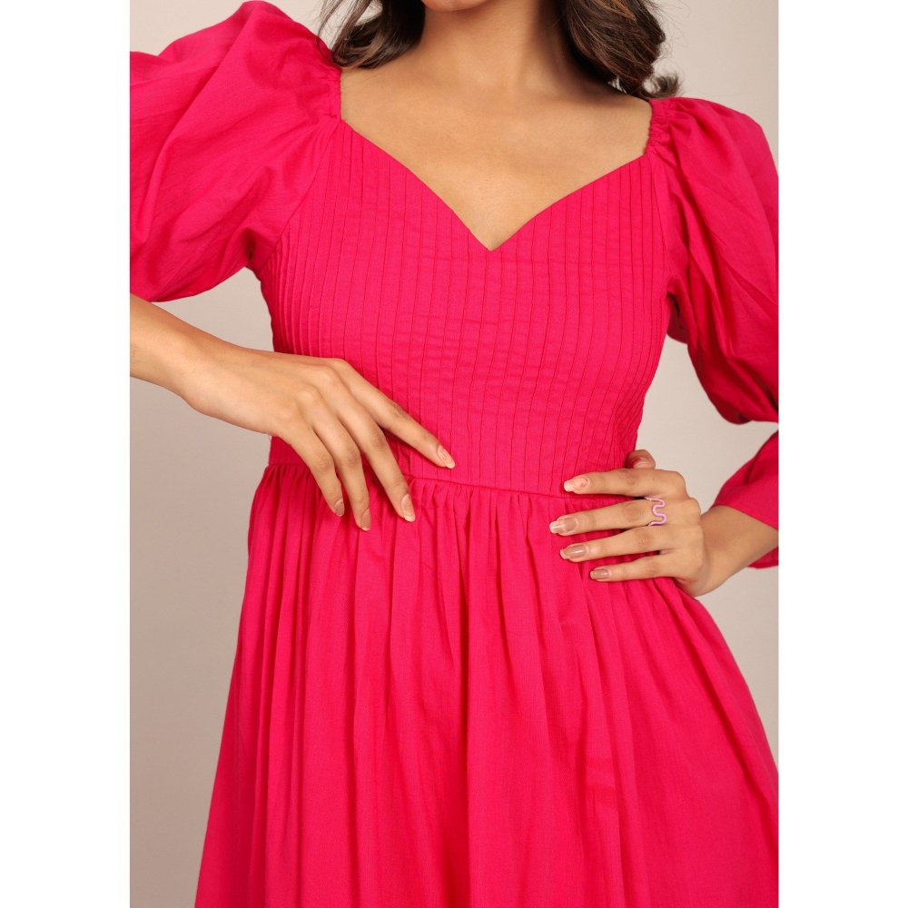 Kaori By Shreya Pink Solid Cotton Short Dress