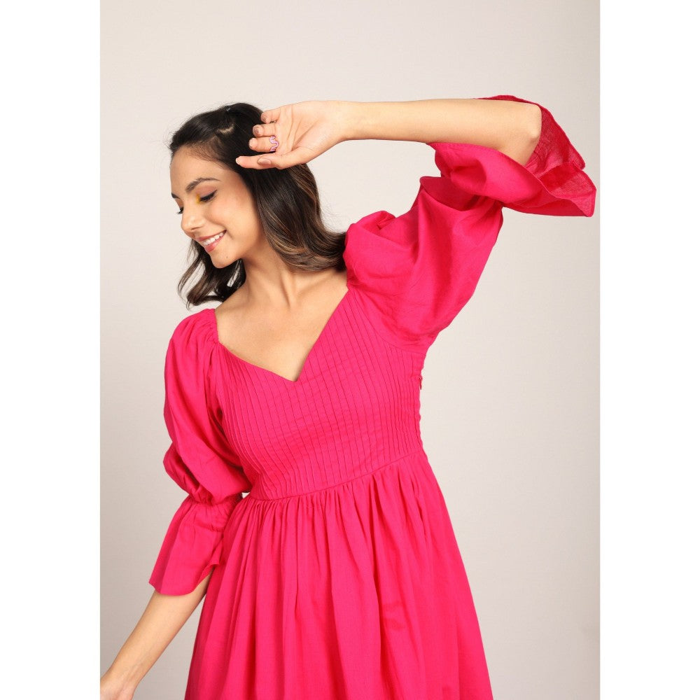 Kaori By Shreya Pink Solid Cotton Short Dress