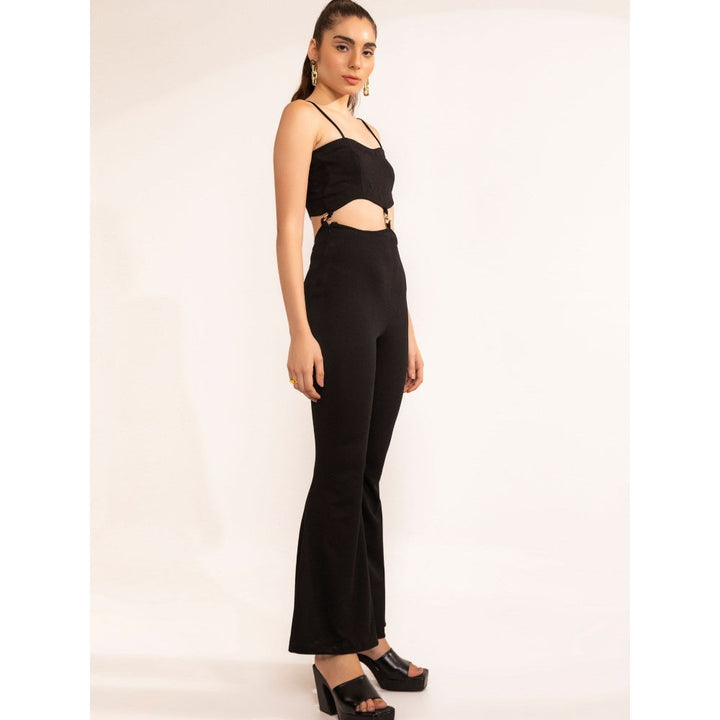 Kaori By Shreya Black Beauty Waist Scallop Cutout Jumpsuit