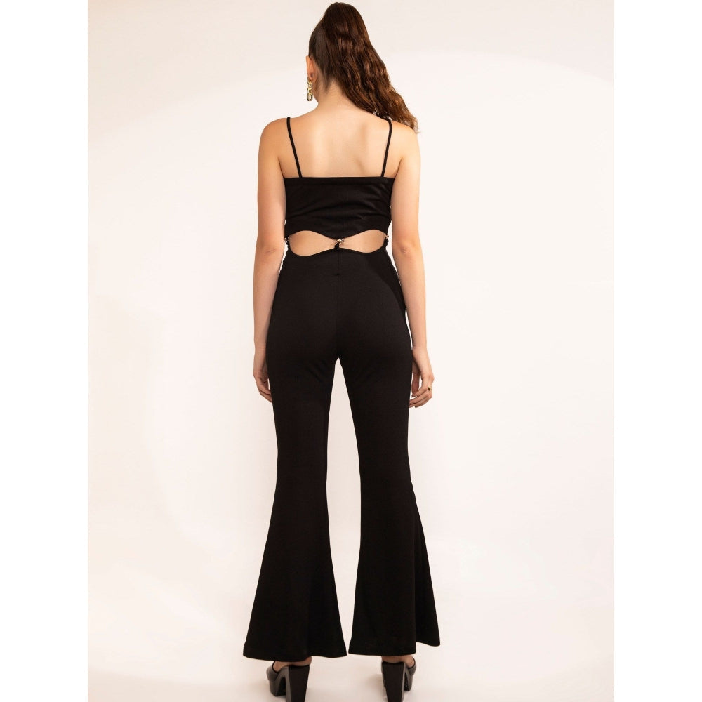 Kaori By Shreya Black Beauty Waist Scallop Cutout Jumpsuit