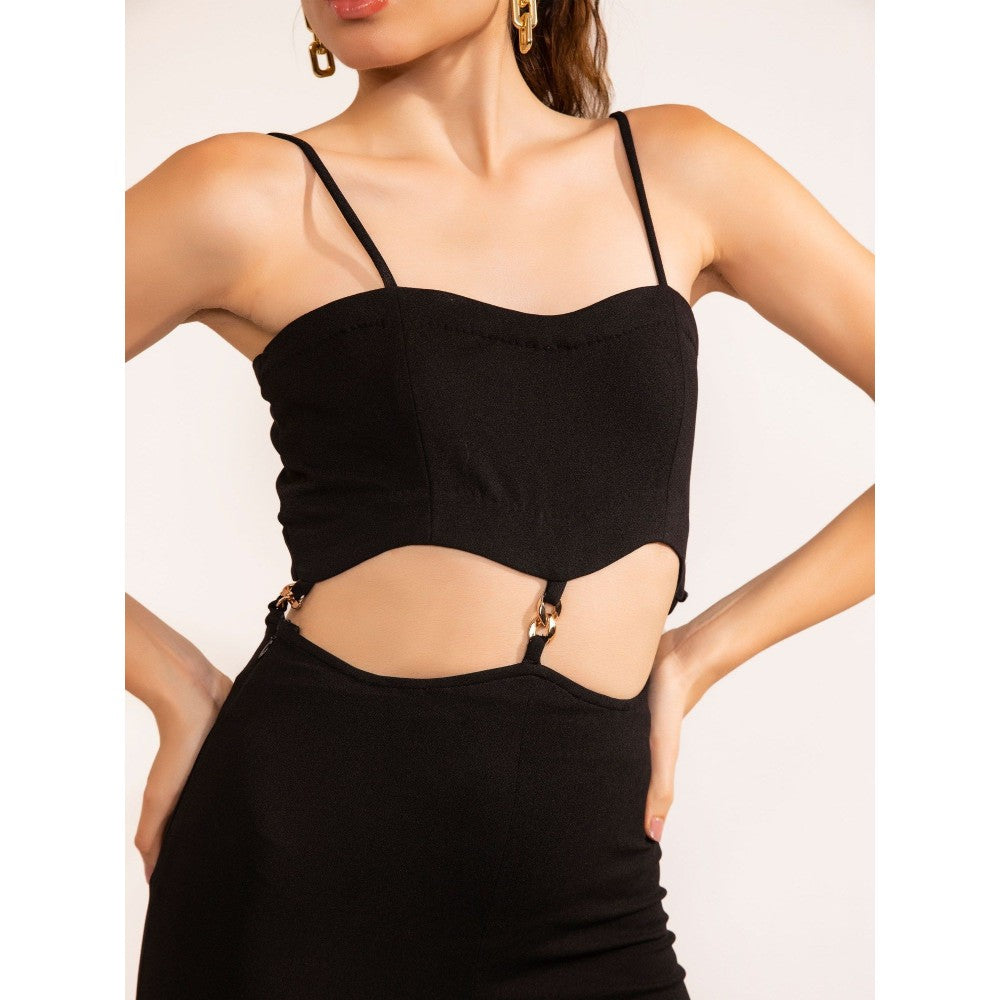 Kaori By Shreya Black Beauty Waist Scallop Cutout Jumpsuit