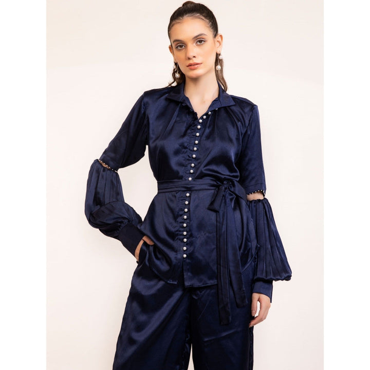 Kaori By Shreya Navy Blue Cut Out Co-Ord (Set of 3)