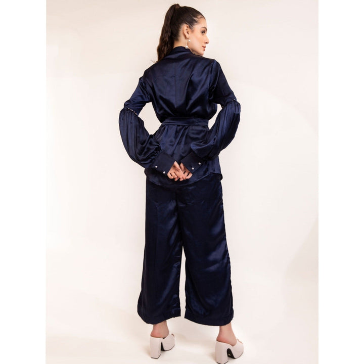 Kaori By Shreya Navy Blue Cut Out Co-Ord (Set of 3)