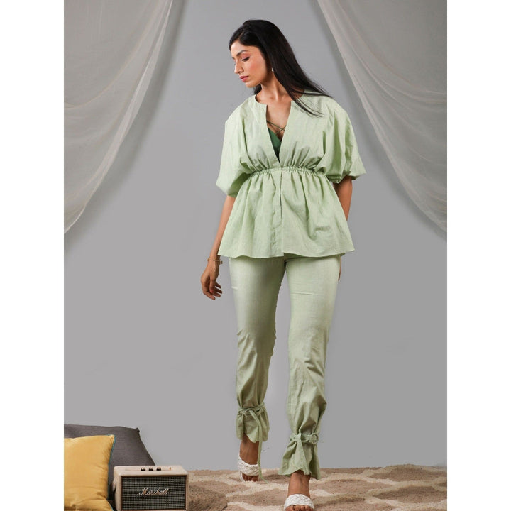 Kaori By Shreya Smoke Green Co-Ord (Set of 3)