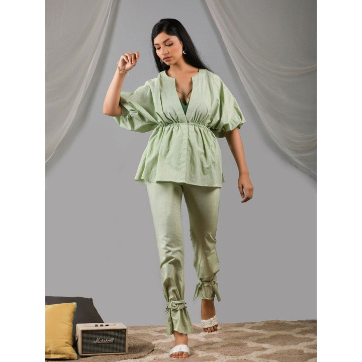 Kaori By Shreya Smoke Green Co-Ord (Set of 3)