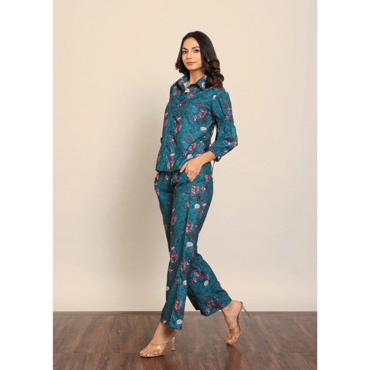 Kaori By Shreya Teal Green & Multi Relaxed Co-Ord (Set of 2)