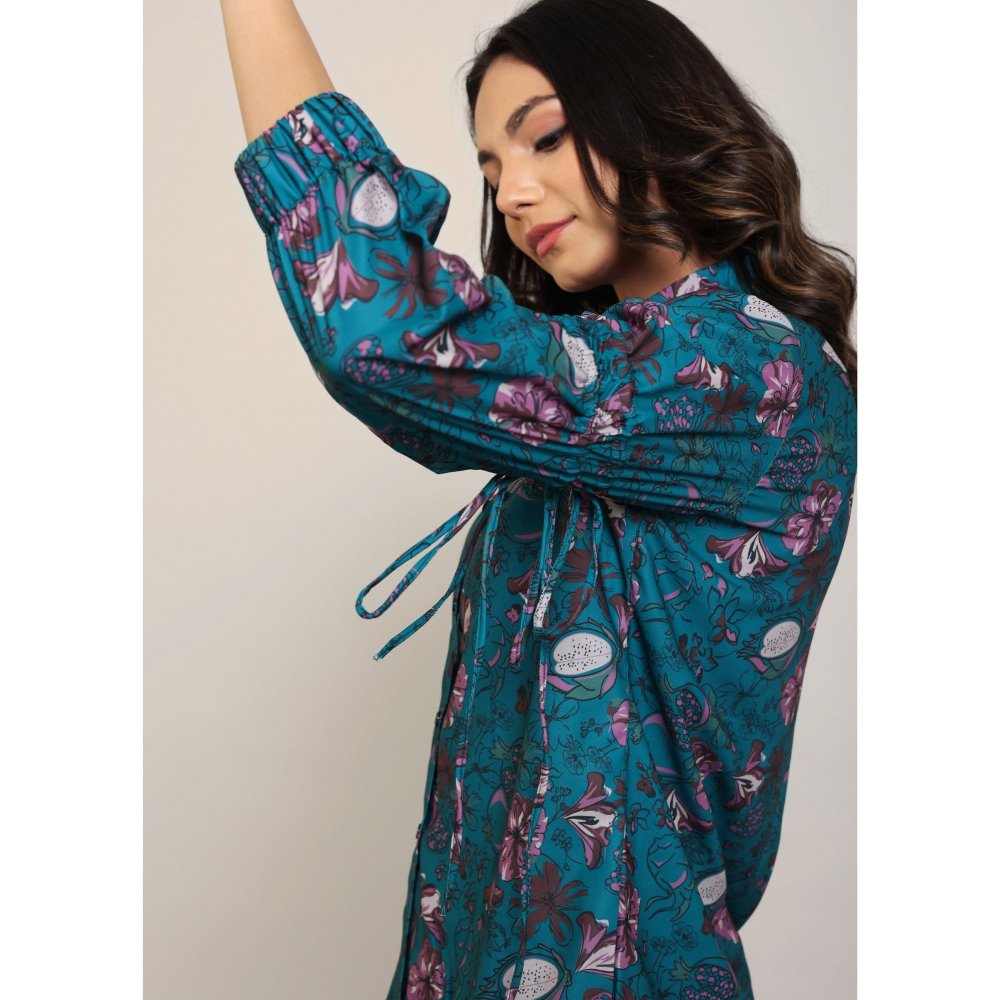 Kaori By Shreya Teal Green & Multi Relaxed Co-Ord (Set of 2)