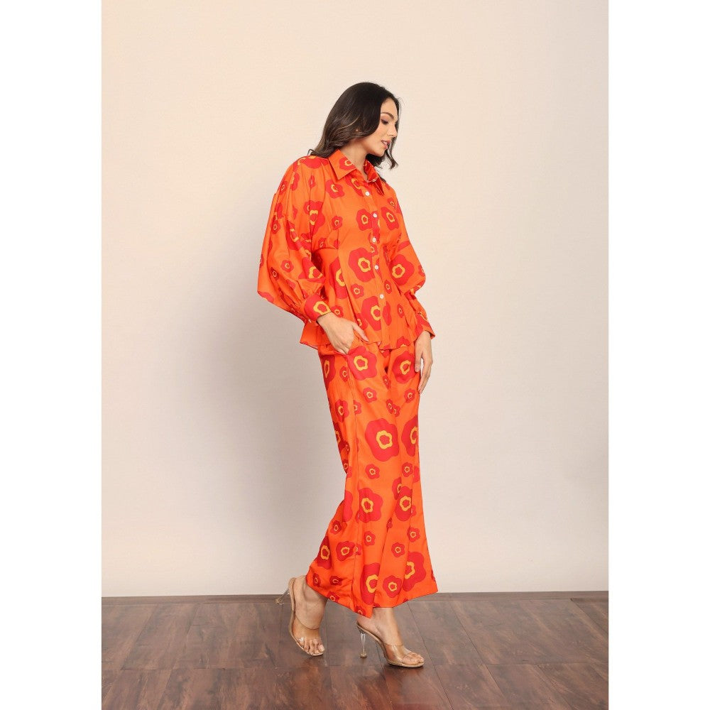 Kaori By Shreya Orange Floral Relaxed Co-Ord (Set of 2)