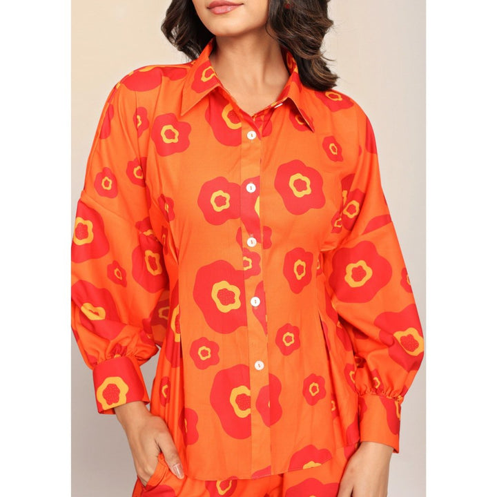 Kaori By Shreya Orange Floral Relaxed Co-Ord (Set of 2)