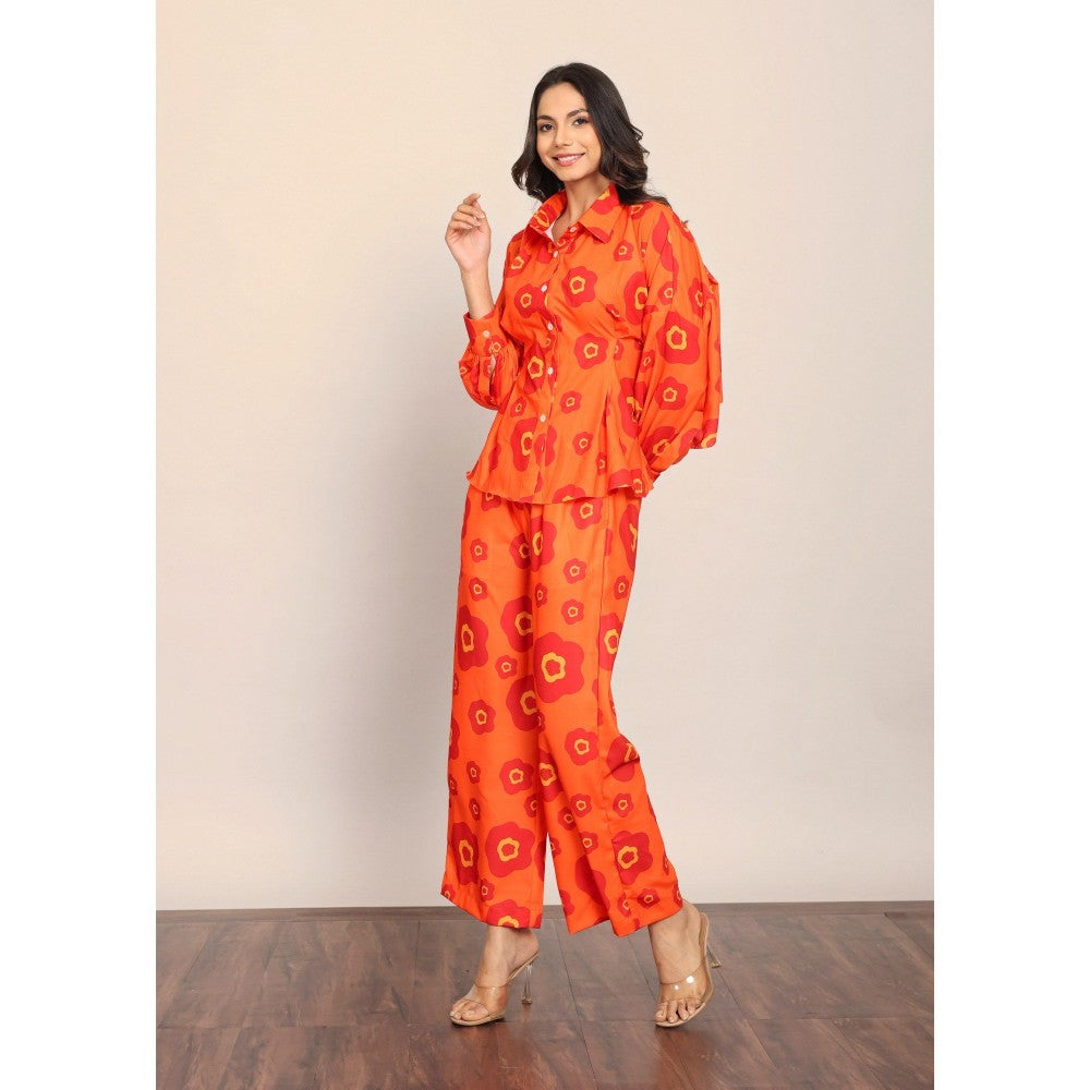 Kaori By Shreya Orange Floral Relaxed Co-Ord (Set of 2)