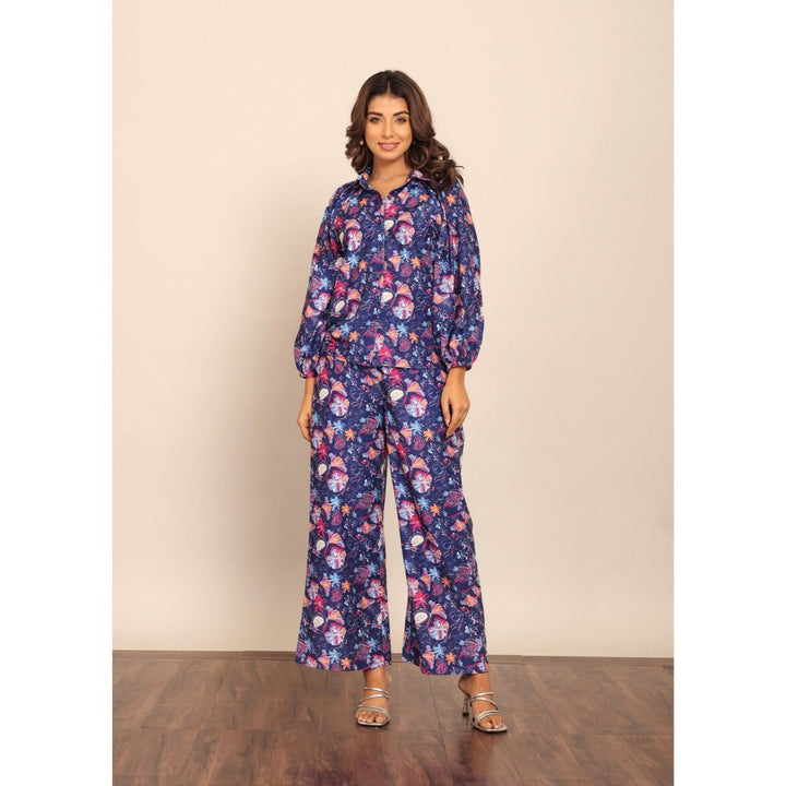 Kaori By Shreya Floral Blue & Multi Relaxed Co-Ord (Set of 2)