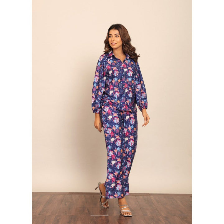 Kaori By Shreya Floral Blue & Multi Relaxed Co-Ord (Set of 2)