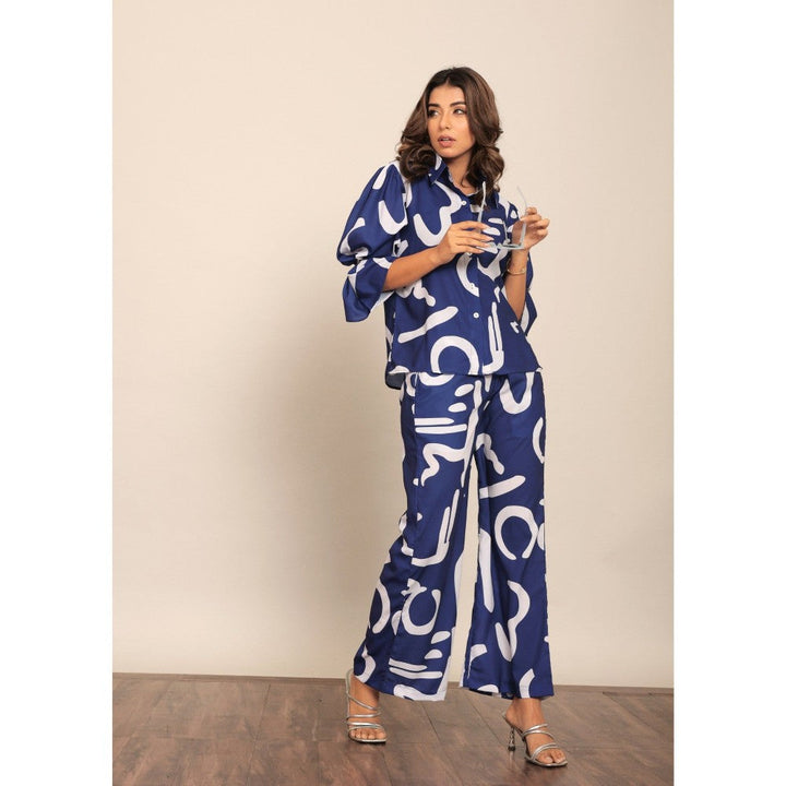 Kaori By Shreya Blue And White Relaxed Co-Ord (Set of 2)