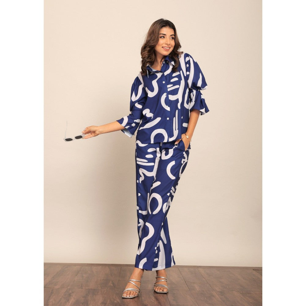 Kaori By Shreya Blue And White Relaxed Co-Ord (Set of 2)